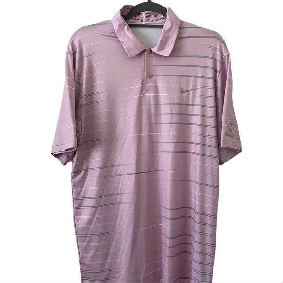 Tiger Woods Nike Golf Lavender Gray Striped Polo - Picture 5 of 9